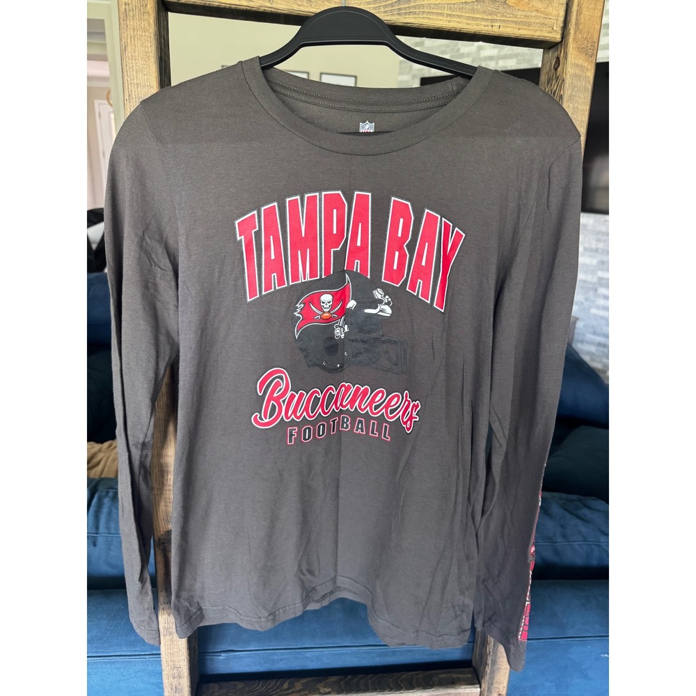 NFL Tampa Bay Buccaneers Kids XL 18/20 Long Sleeve Shirt Fire The Cannons Gray